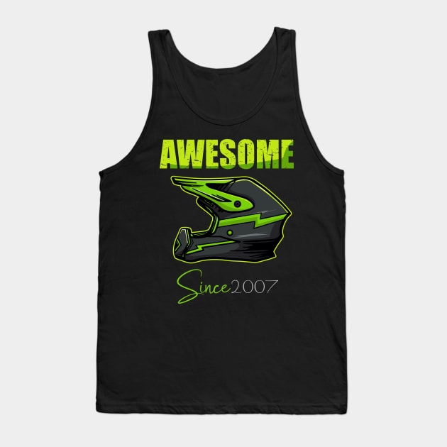 Awesome Biker Since 2007 13th Birthday 13 Year Old Dirt Bike Tank Top by hadlamcom